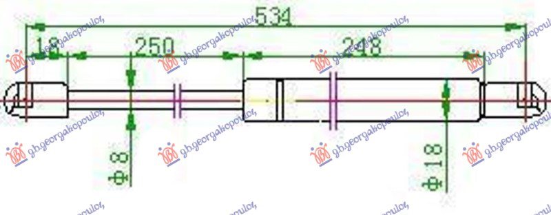 AMORTIZER GEPEK VRATA 5 VRATA (534.5L-585N)