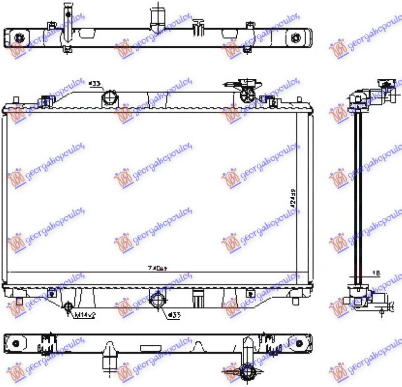 HLADNJAK MOTORA 2.0/2.5 BENZIN (42.5x74x16)